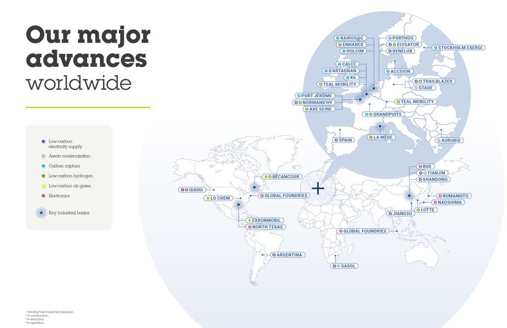 Air Liquide's strategic projects worldwide, classified by theme and geography
